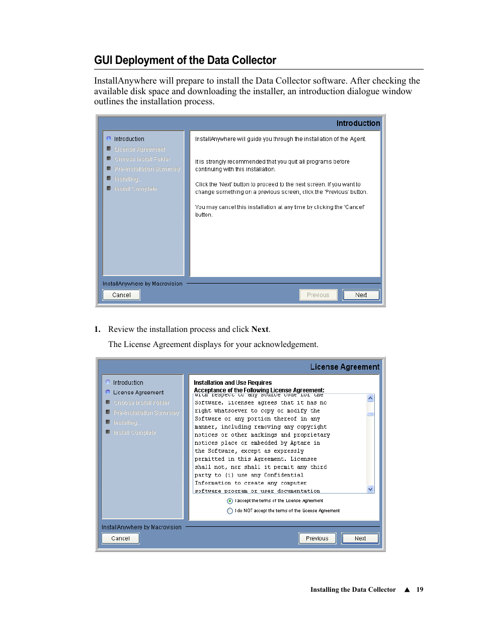 Gui deployment of the data collector | IBM APTARE 6.5 User Manual | Page 25 / 46