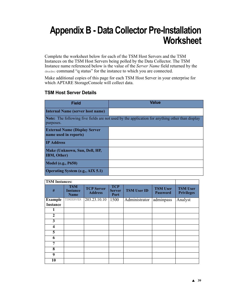 Tsm host server details | IBM APTARE 6.5 User Manual | Page 45 / 46