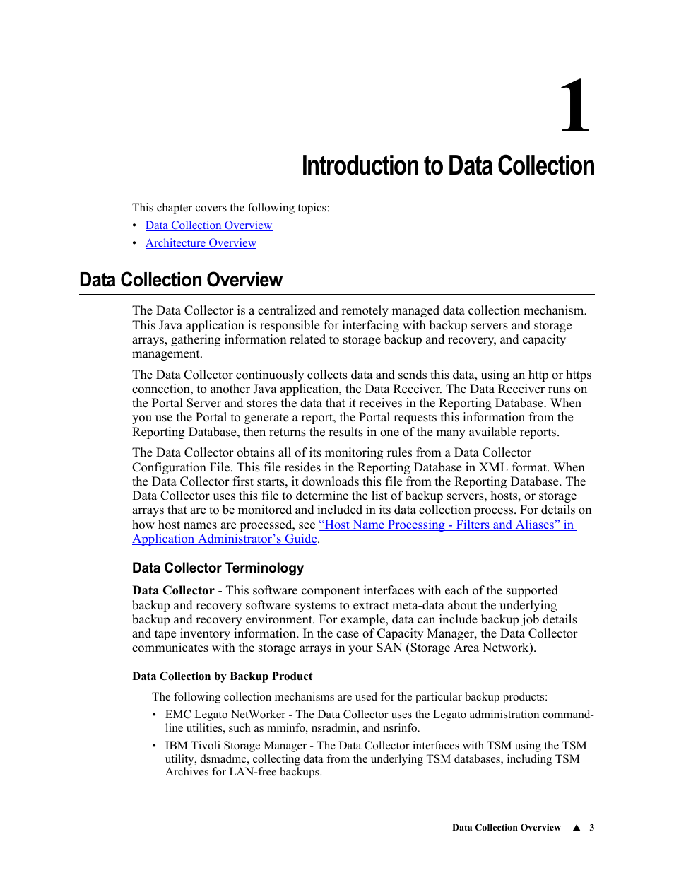 Introduction to data collection, Data collection overview, Data collector terminology | Chapter 1 | IBM APTARE 6.5 User Manual | Page 9 / 46