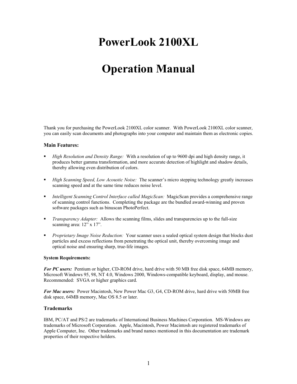 IBM PowerLook 2100XL User Manual | 26 pages