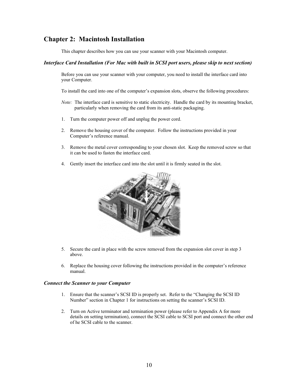 Chapter 2: macintosh installation, Connect the scanner to your computer | IBM PowerLook 2100XL User Manual | Page 10 / 26