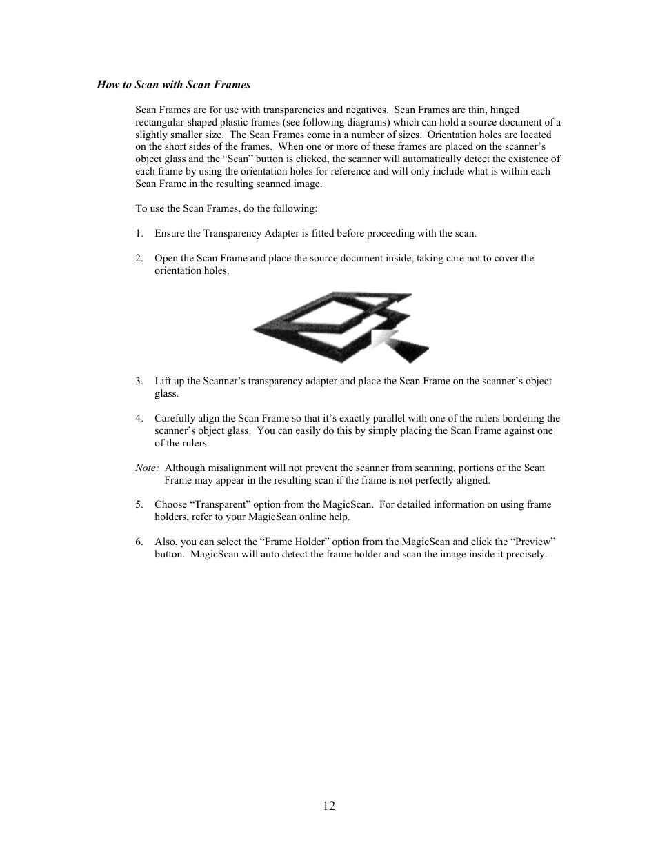 How to scan with scan frames | IBM PowerLook 2100XL User Manual | Page 12 / 26