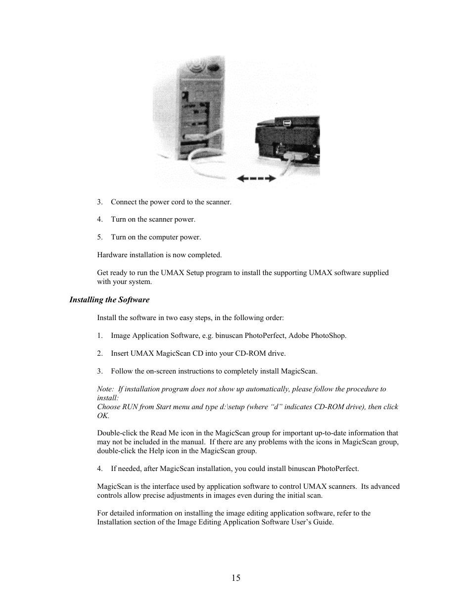 Installing the software | IBM PowerLook 2100XL User Manual | Page 15 / 26