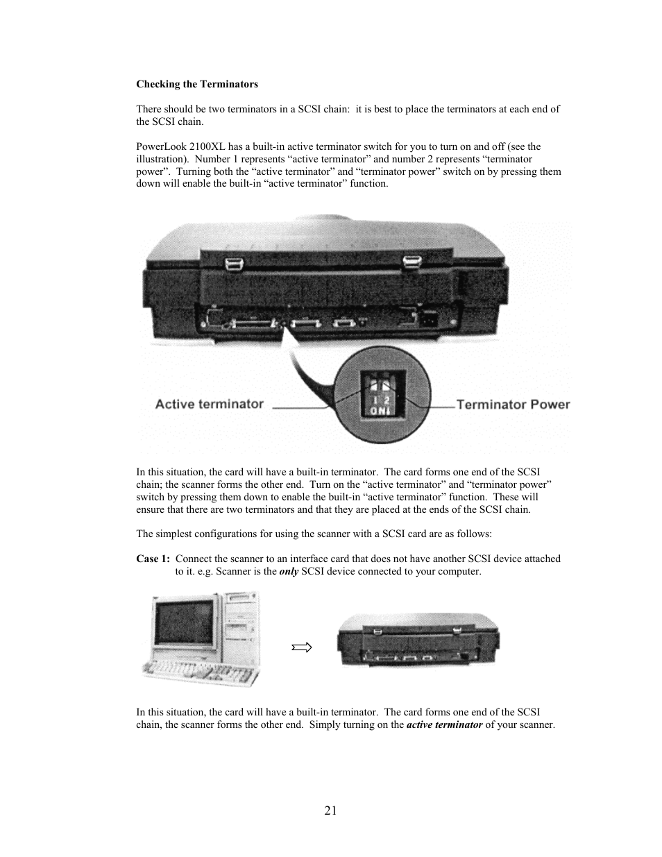 Checking the terminators | IBM PowerLook 2100XL User Manual | Page 21 / 26