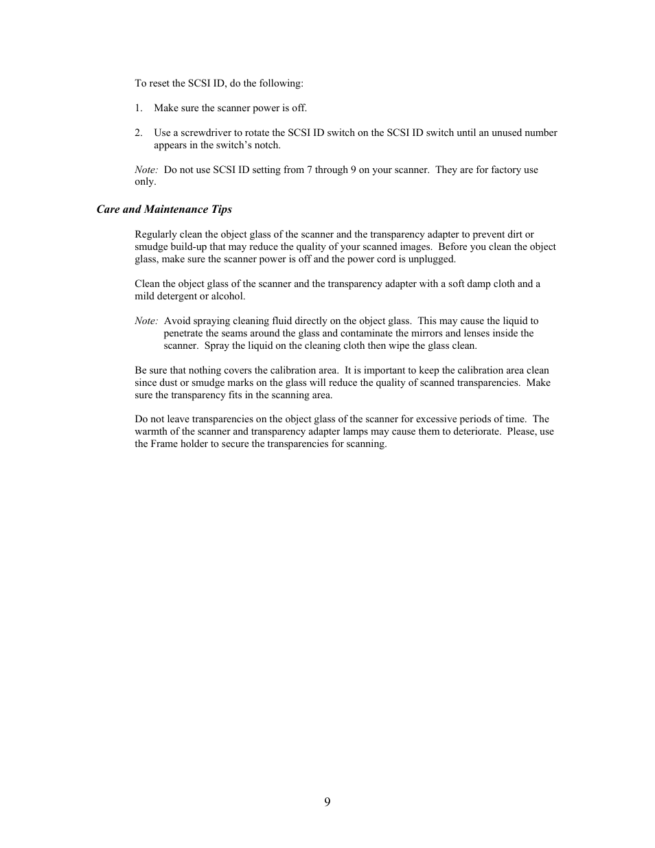 Care and maintenance tips | IBM PowerLook 2100XL User Manual | Page 9 / 26