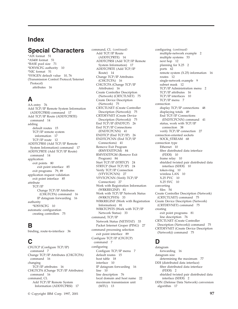 Index, Index special characters | IBM SC41-5420-04 User Manual | Page 111 / 116