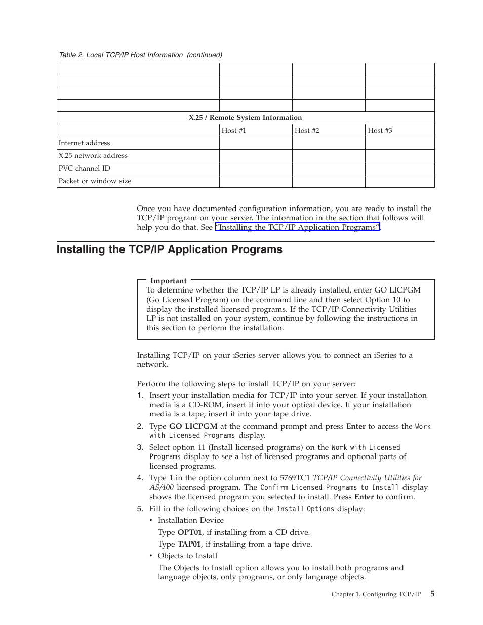 Installing the tcp/ip application programs | IBM SC41-5420-04 User Manual | Page 19 / 116