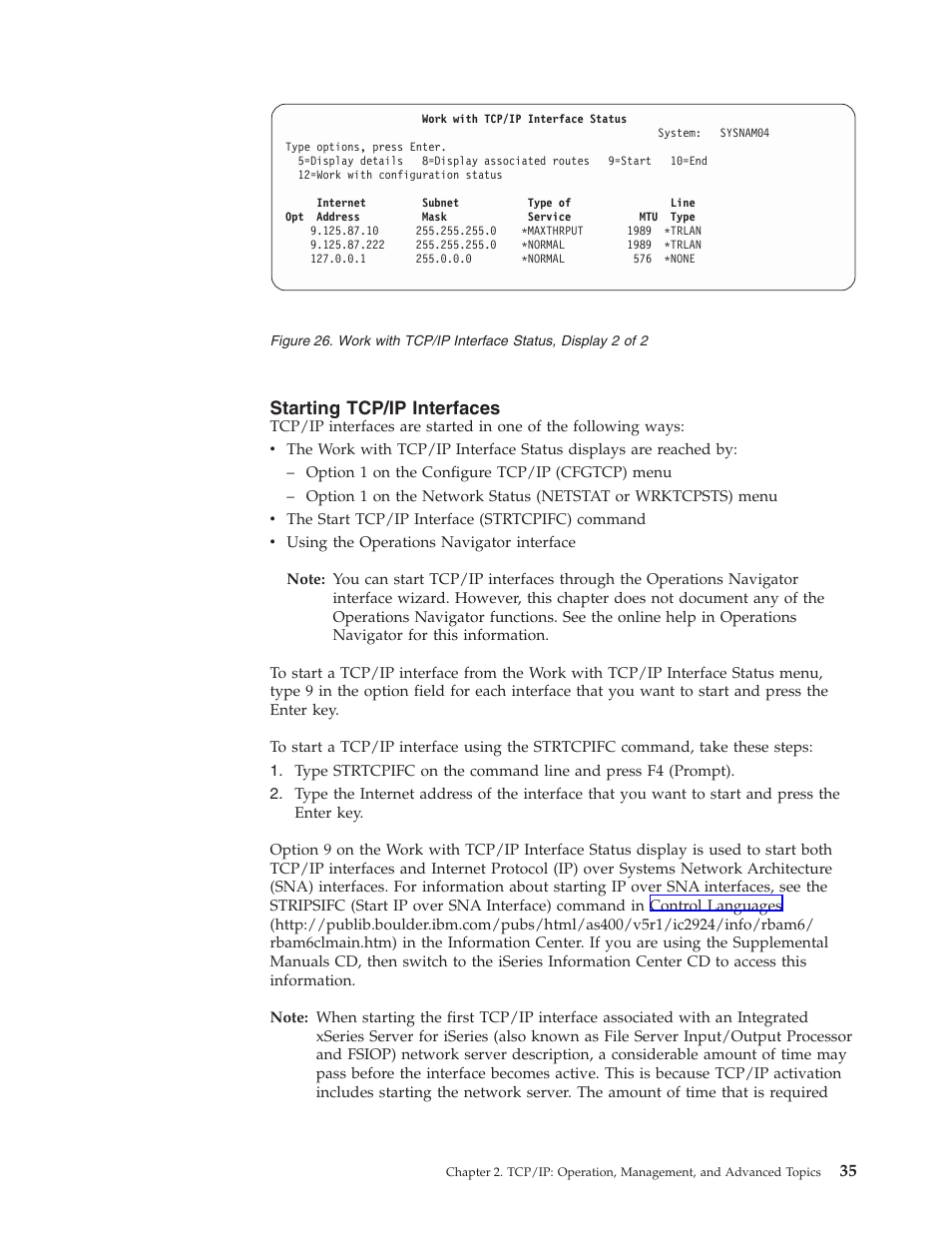 Starting tcp/ip interfaces | IBM SC41-5420-04 User Manual | Page 49 / 116