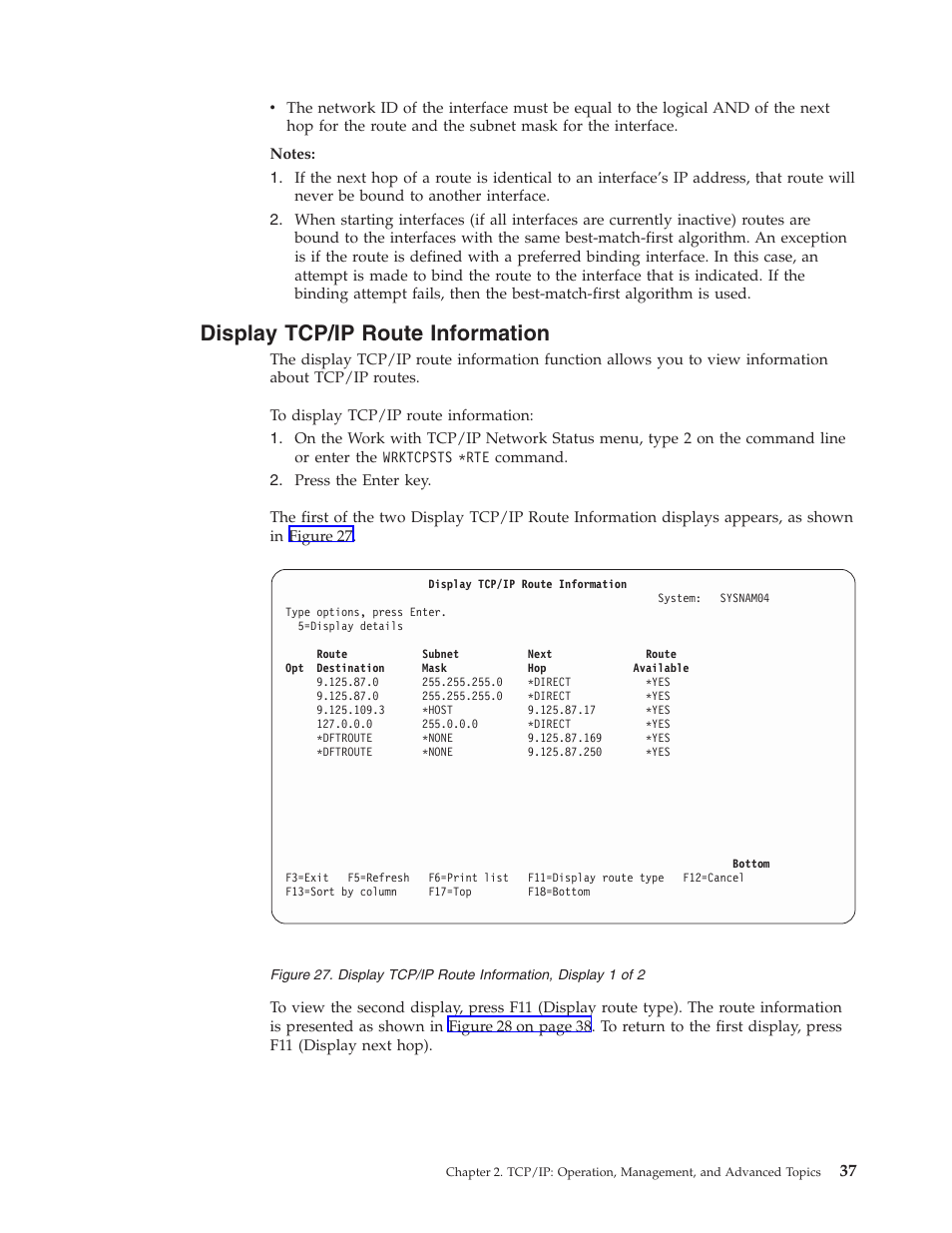 Display tcp/ip route information | IBM SC41-5420-04 User Manual | Page 51 / 116