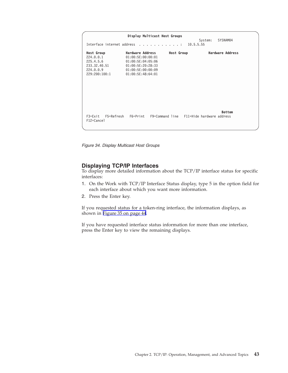 Displaying tcp/ip interfaces | IBM SC41-5420-04 User Manual | Page 57 / 116