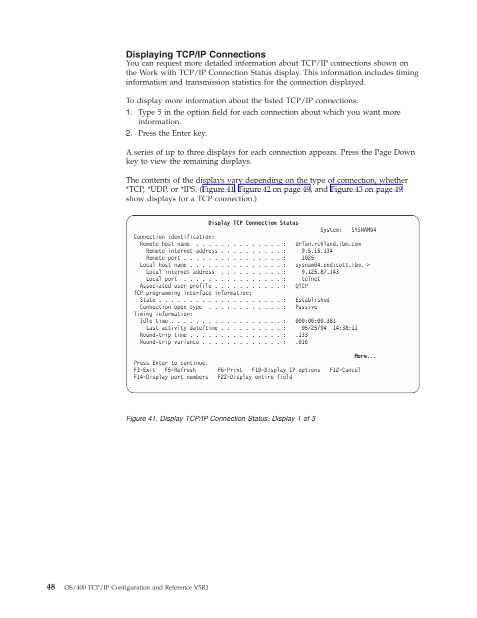 Displaying tcp/ip connections | IBM SC41-5420-04 User Manual | Page 62 / 116