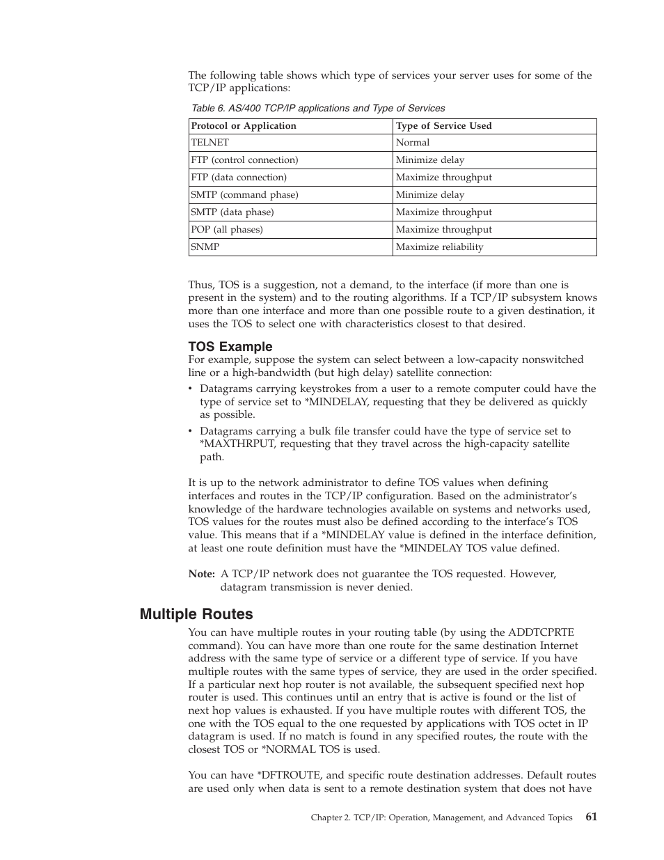 Tos example, Multiple routes | IBM SC41-5420-04 User Manual | Page 75 / 116