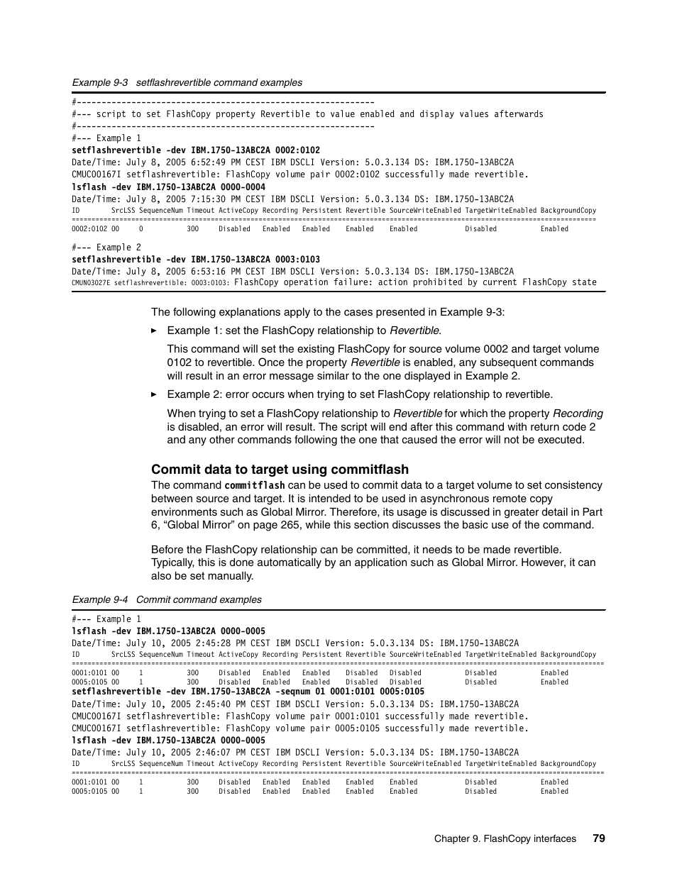 Commit data to target using commitflash | IBM DS6000 User Manual | Page 103 / 578