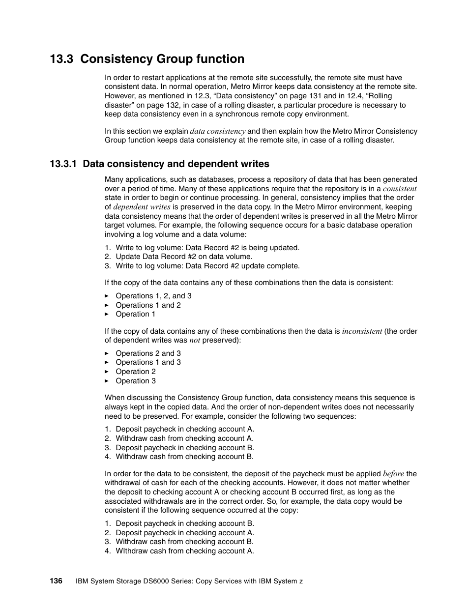 3 consistency group function, 1 data consistency and dependent writes | IBM DS6000 User Manual | Page 160 / 578