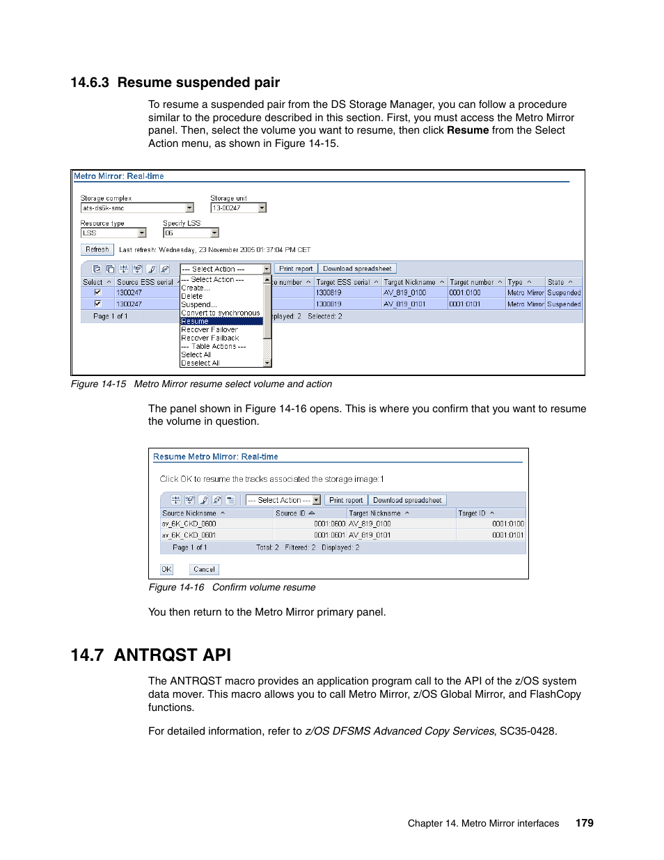 3 resume suspended pair, 7 antrqst api | IBM DS6000 User Manual | Page 203 / 578