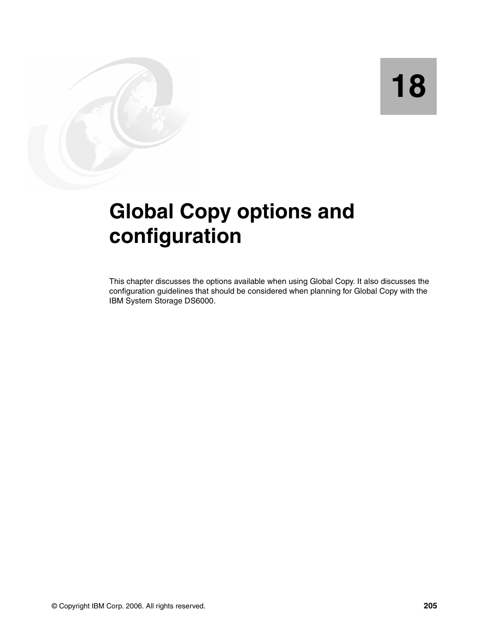 Chapter 18. global copy options and configuration, Global copy options and configuration | IBM DS6000 User Manual | Page 229 / 578