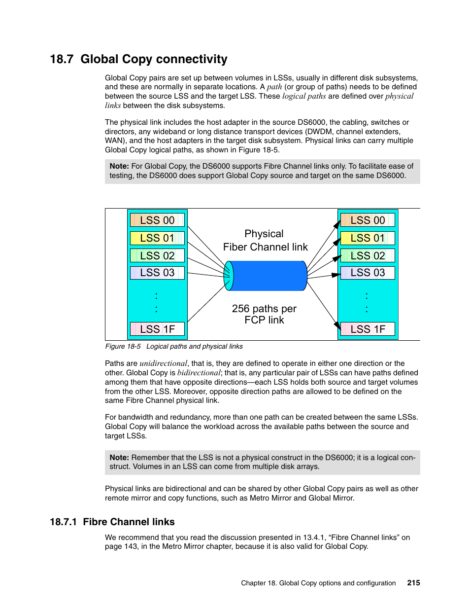 7 global copy connectivity, 1 fibre channel links | IBM DS6000 User Manual | Page 239 / 578