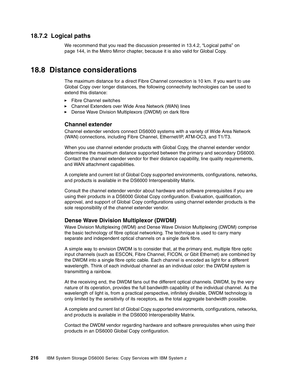 2 logical paths, 8 distance considerations | IBM DS6000 User Manual | Page 240 / 578