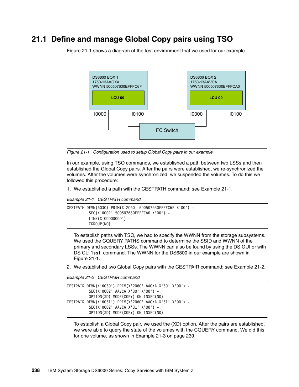 1 define and manage global copy pairs using tso | IBM DS6000 User Manual | Page 262 / 578