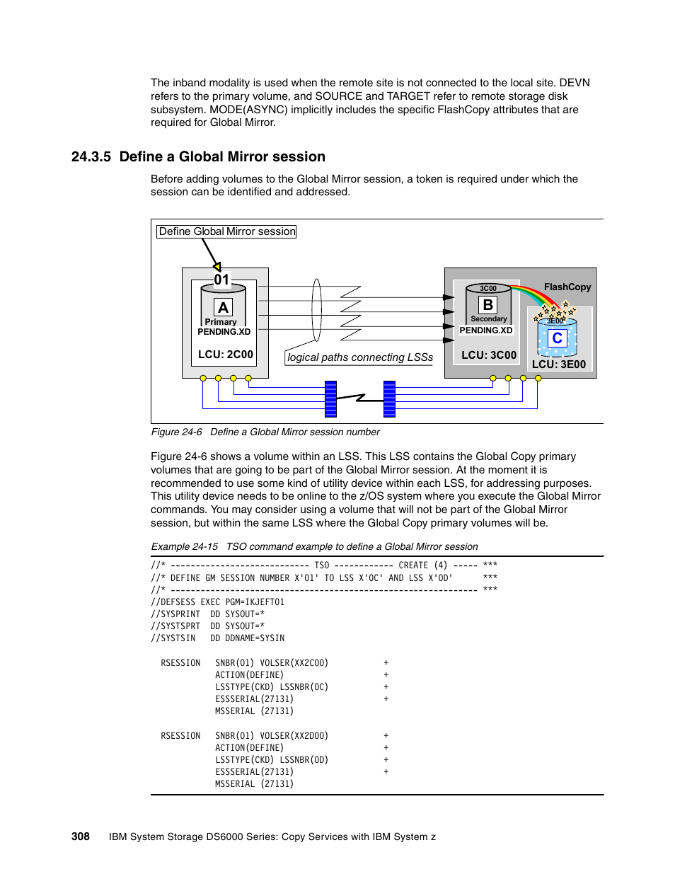 5 define a global mirror session | IBM DS6000 User Manual | Page 332 / 578