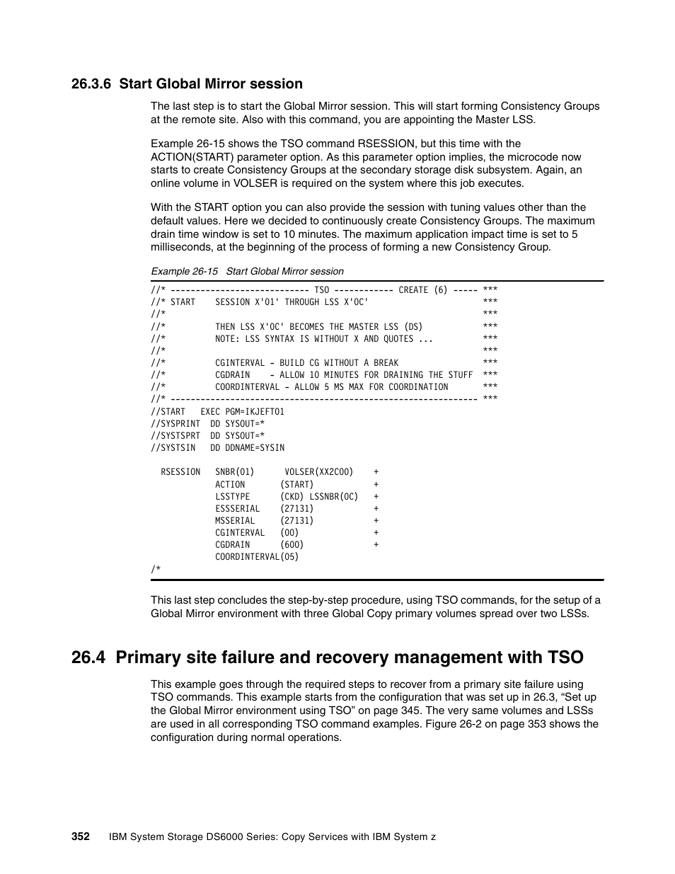 6 start global mirror session | IBM DS6000 User Manual | Page 376 / 578