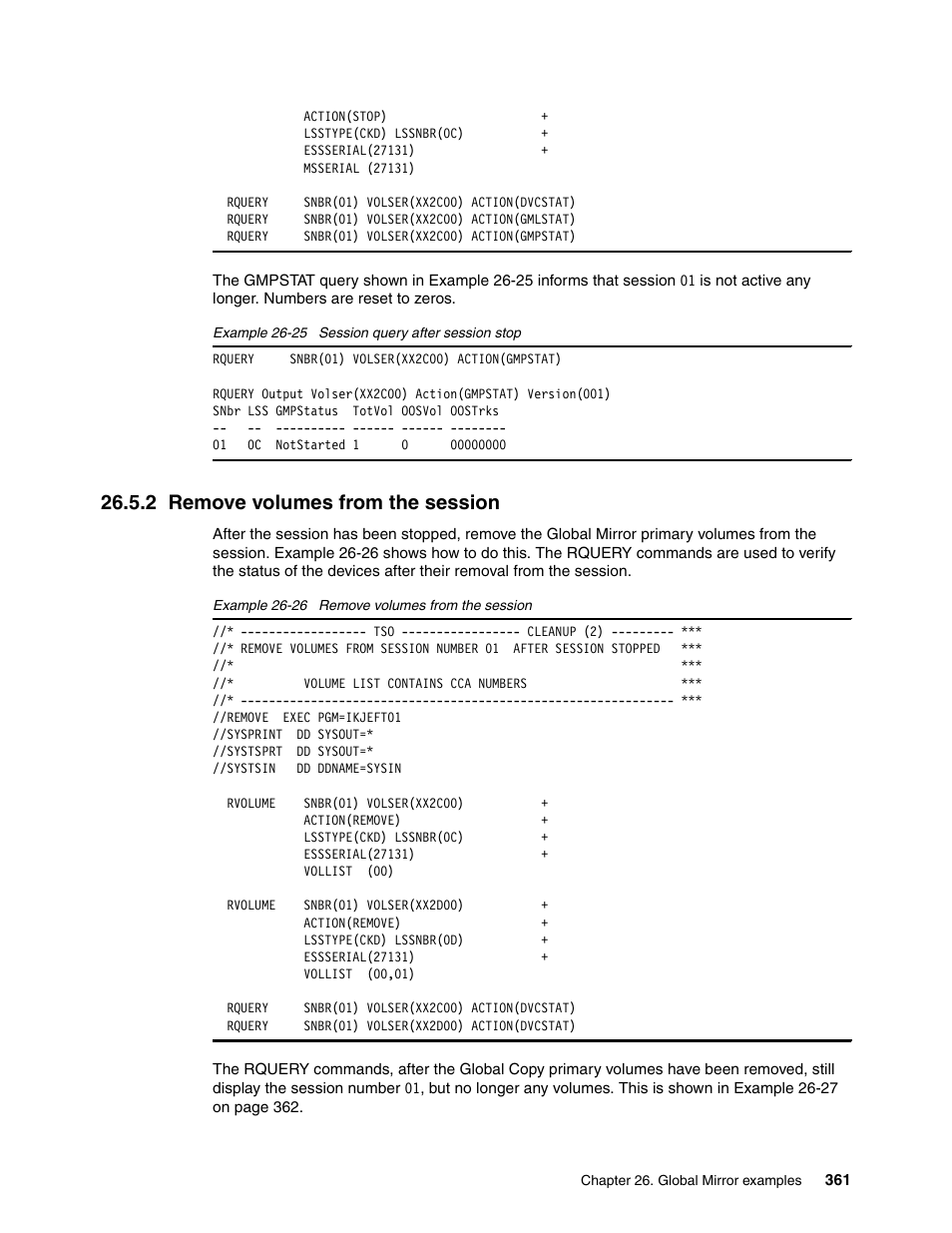 2 remove volumes from the session | IBM DS6000 User Manual | Page 385 / 578