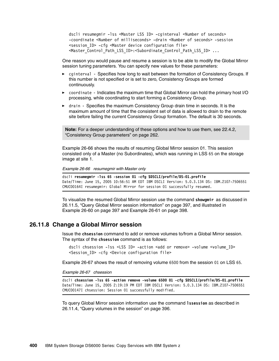 8 change a global mirror session | IBM DS6000 User Manual | Page 424 / 578