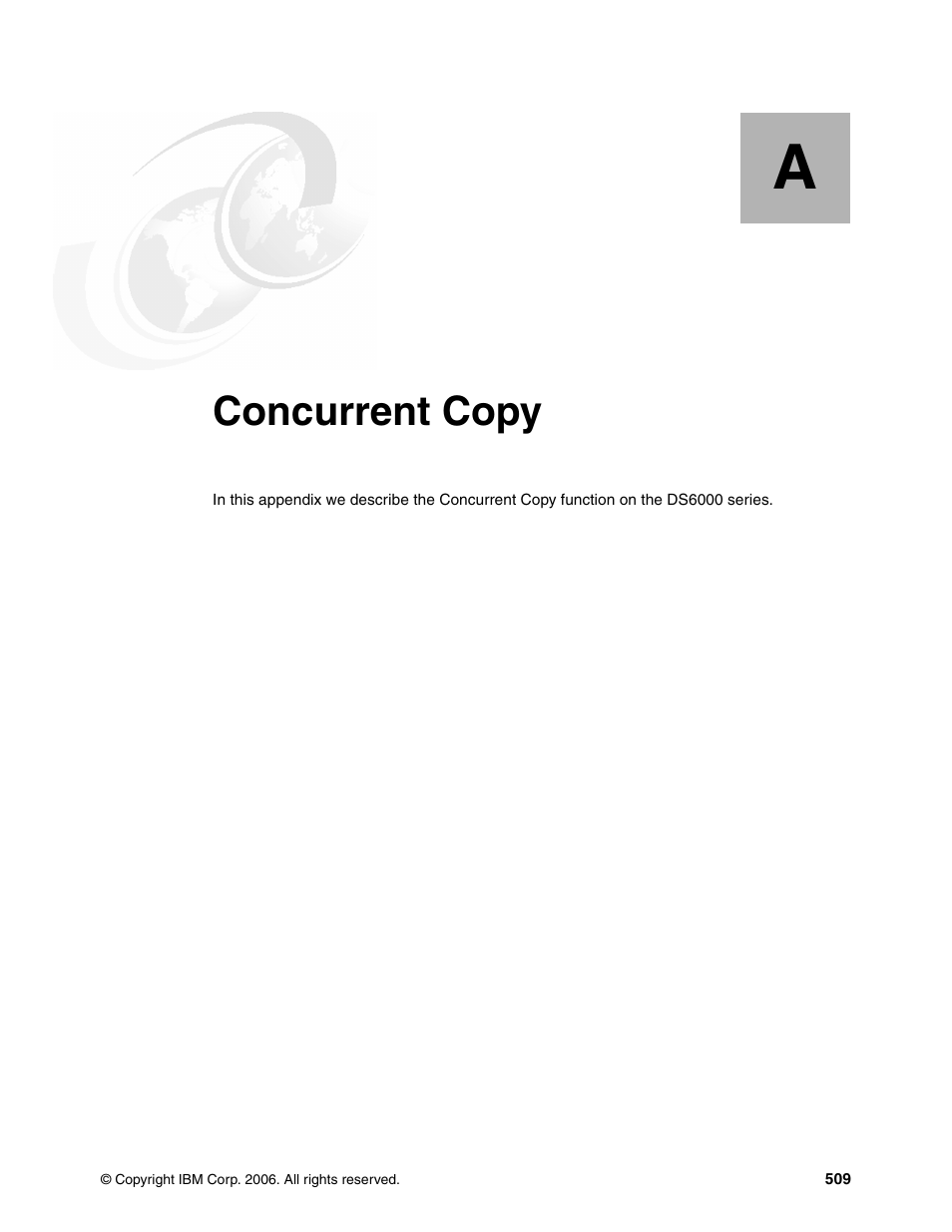 Appendix a. concurrent copy, Concurrent copy | IBM DS6000 User Manual | Page 533 / 578