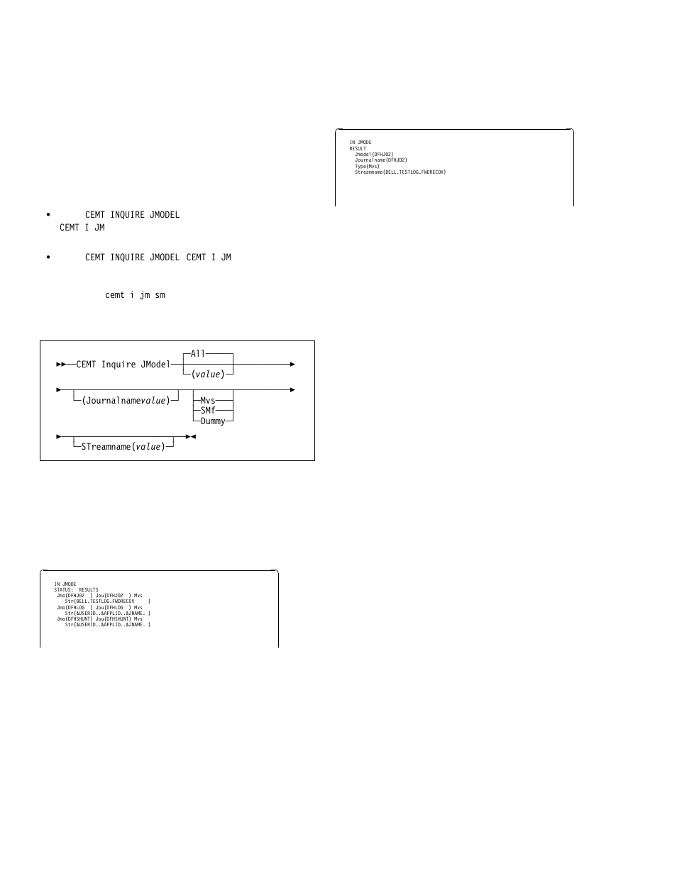 Cemt inquire jmodel | IBM CICS Transaction Server for OS/390 SC33-1686-02 User Manual | Page 110 / 317