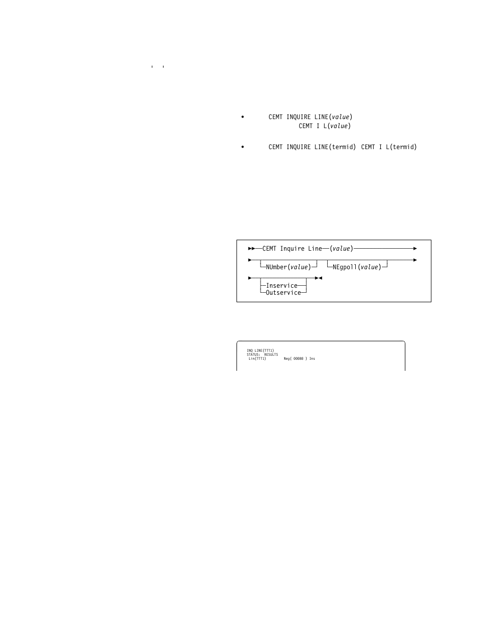 Cemt inquire line | IBM CICS Transaction Server for OS/390 SC33-1686-02 User Manual | Page 112 / 317