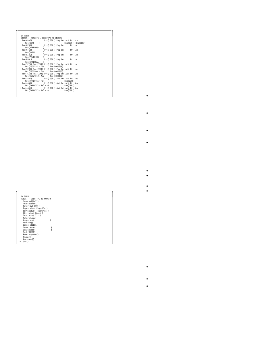 Cemt inquire terminal, Displayed fields | IBM CICS Transaction Server for OS/390 SC33-1686-02 User Manual | Page 148 / 317