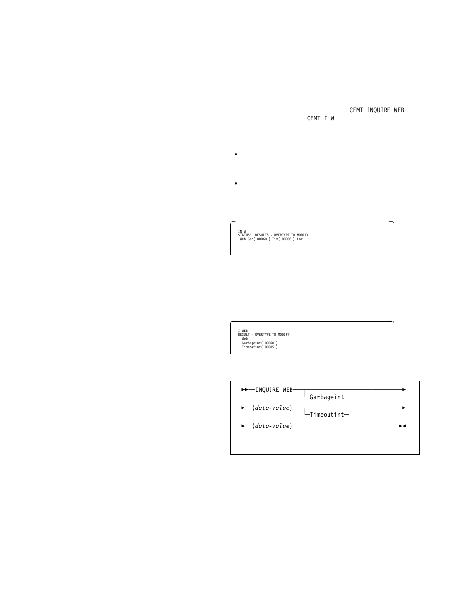 Cemt inquire web | IBM CICS Transaction Server for OS/390 SC33-1686-02 User Manual | Page 172 / 317