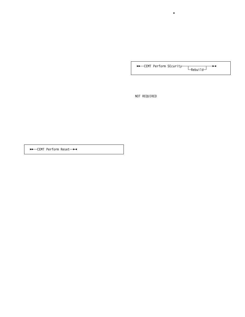 Cemt perform reset, Cemt perform security | IBM CICS Transaction Server for OS/390 SC33-1686-02 User Manual | Page 175 / 317