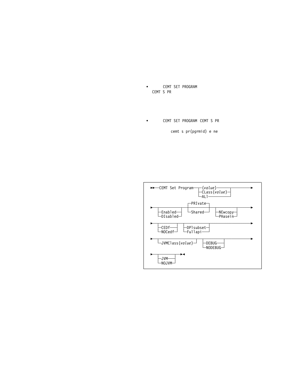 Cemt set program | IBM CICS Transaction Server for OS/390 SC33-1686-02 User Manual | Page 210 / 317