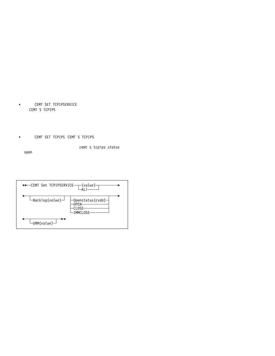 Cemt set tcpipservice | IBM CICS Transaction Server for OS/390 SC33-1686-02 User Manual | Page 220 / 317