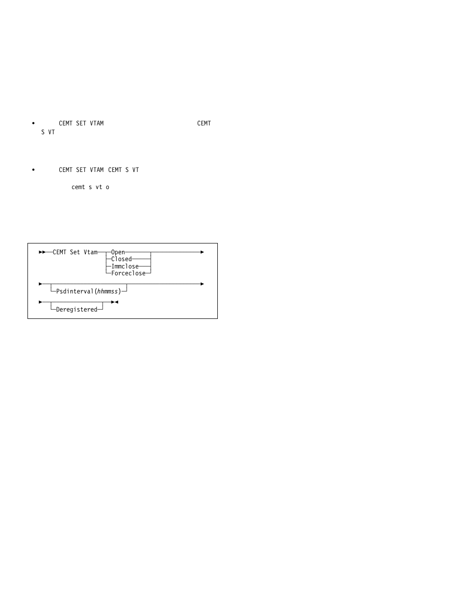 Cemt set vtam | IBM CICS Transaction Server for OS/390 SC33-1686-02 User Manual | Page 228 / 317