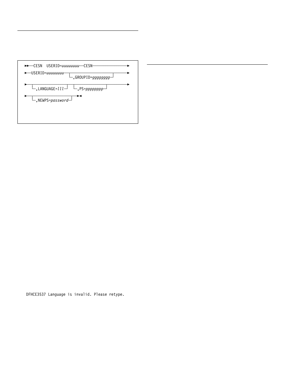 Non-3270 family terminal, Command options, Signing off with cesn | IBM CICS Transaction Server for OS/390 SC33-1686-02 User Manual | Page 236 / 317