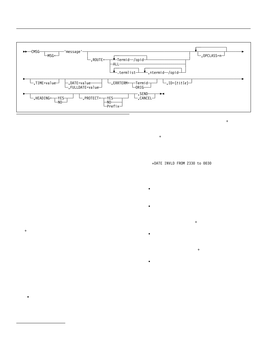 Command syntax, Cmsg command options | IBM CICS Transaction Server for OS/390 SC33-1686-02 User Manual | Page 252 / 317