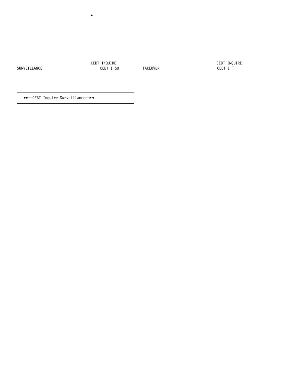 Cebt inquire surveillance, Cebt inquire takeover | IBM CICS Transaction Server for OS/390 SC33-1686-02 User Manual | Page 42 / 317