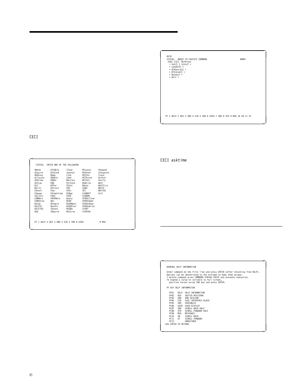 Chapter 8. ceci—command-level interpreter, The help panel, Ceci/cecs—command-level interpreter | Figure 16. ceci transaction: initial screen | IBM CICS Transaction Server for OS/390 SC33-1686-02 User Manual | Page 49 / 317