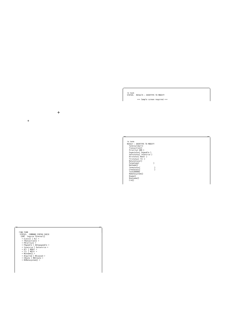 Tab key, Scrolling symbol ( + sign), Blank fields in a display | Using the ? key, Expanded panels, Hexadecimal values, Cemt—master terminal | IBM CICS Transaction Server for OS/390 SC33-1686-02 User Manual | Page 66 / 317