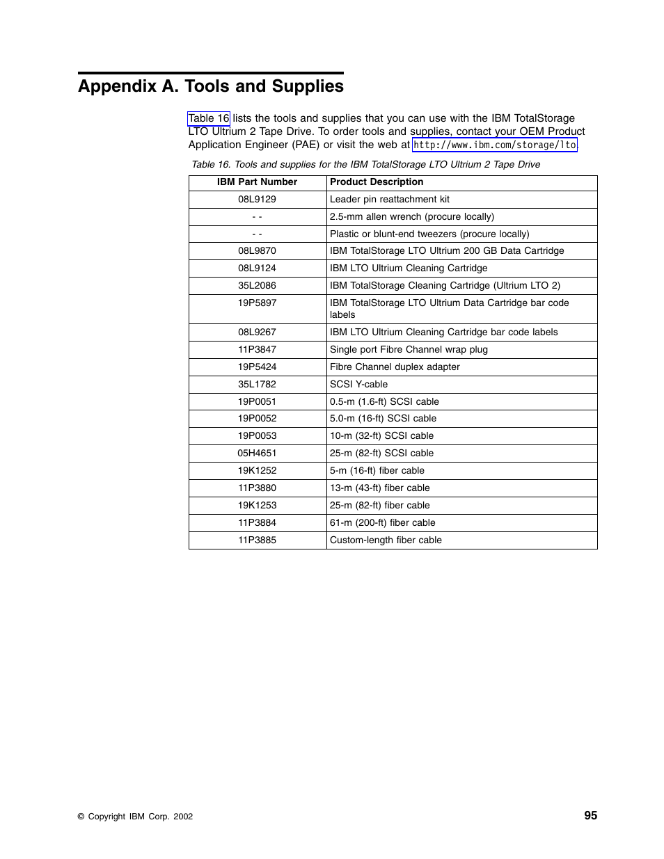Appendix a. tools and supplies | IBM TotalStorage LTO Ultrium T400F User Manual | Page 107 / 136