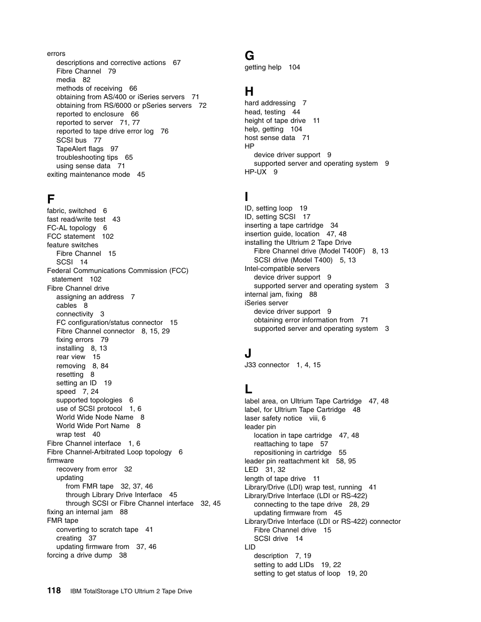 IBM TotalStorage LTO Ultrium T400F User Manual | Page 130 / 136