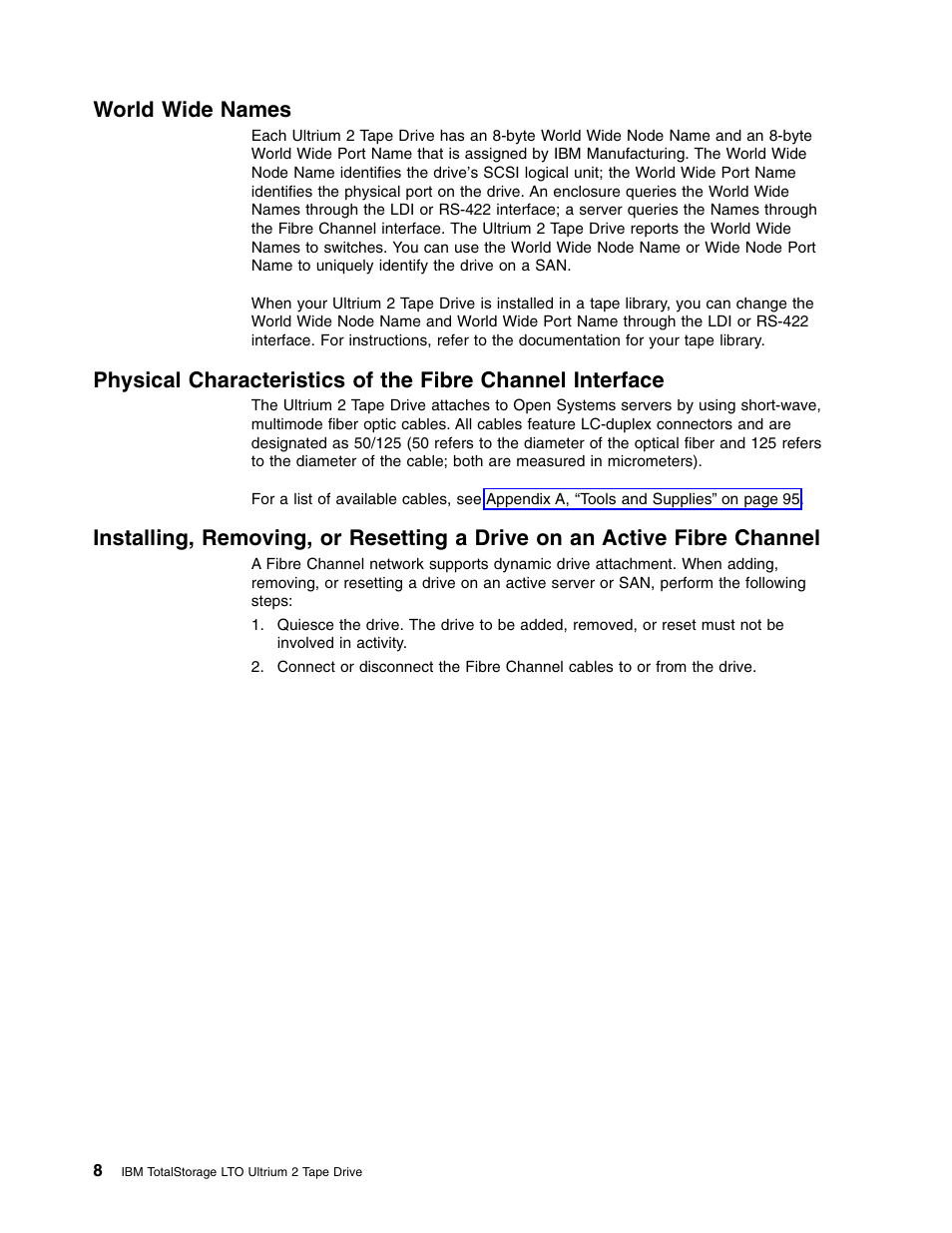 World wide names | IBM TotalStorage LTO Ultrium T400F User Manual | Page 20 / 136