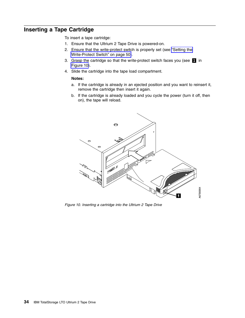 Inserting a tape cartridge | IBM TotalStorage LTO Ultrium T400F User Manual | Page 46 / 136