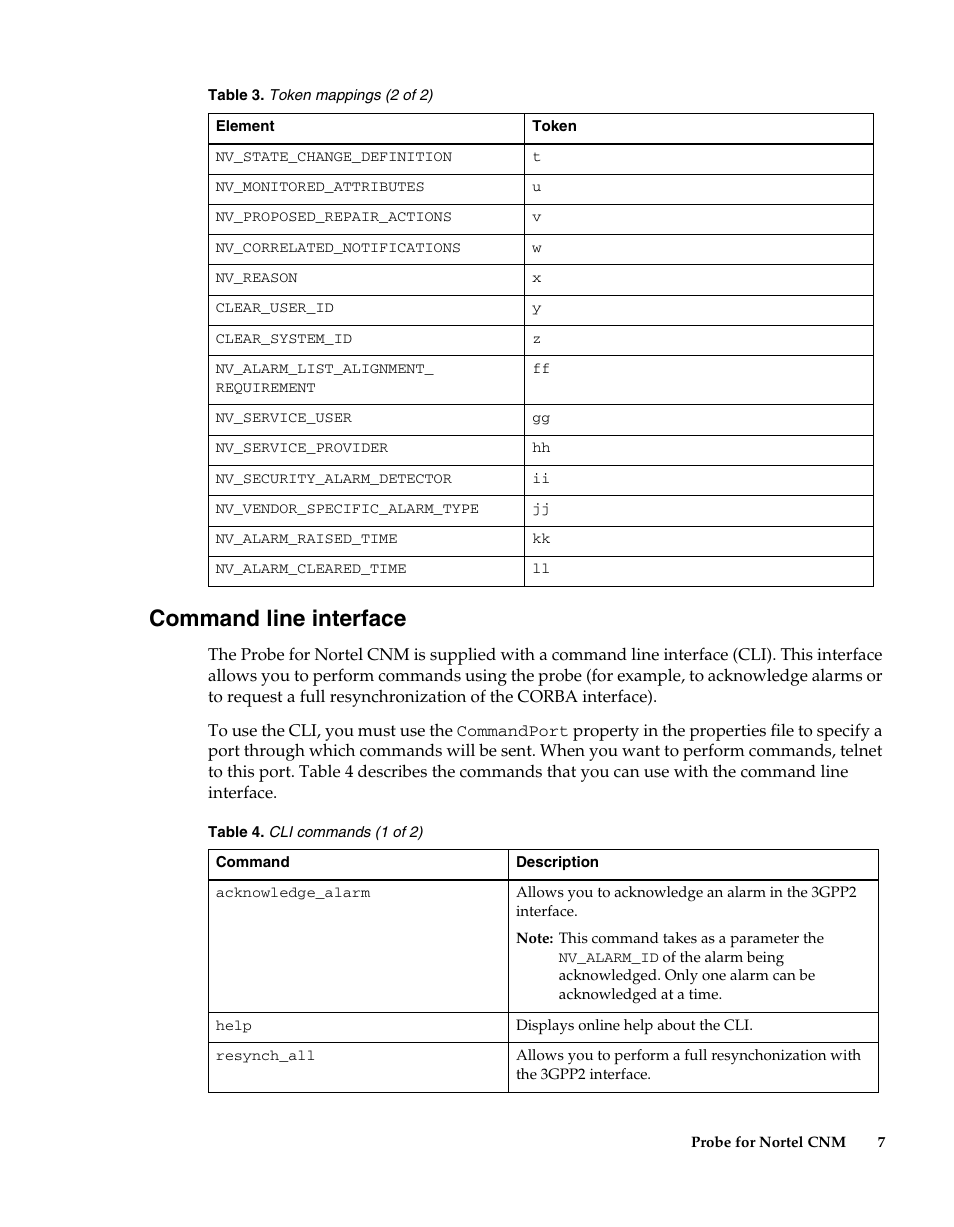 Command line interface | IBM Netcool/OMNIbus Probe for Nortel CNM User Manual | Page 13 / 34