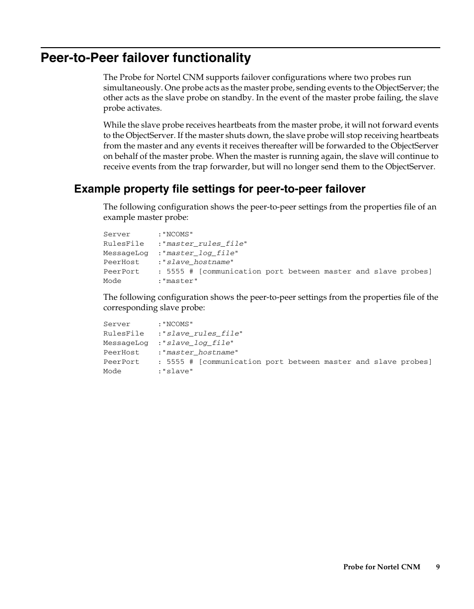 Peer-to-peer failover functionality | IBM Netcool/OMNIbus Probe for Nortel CNM User Manual | Page 15 / 34
