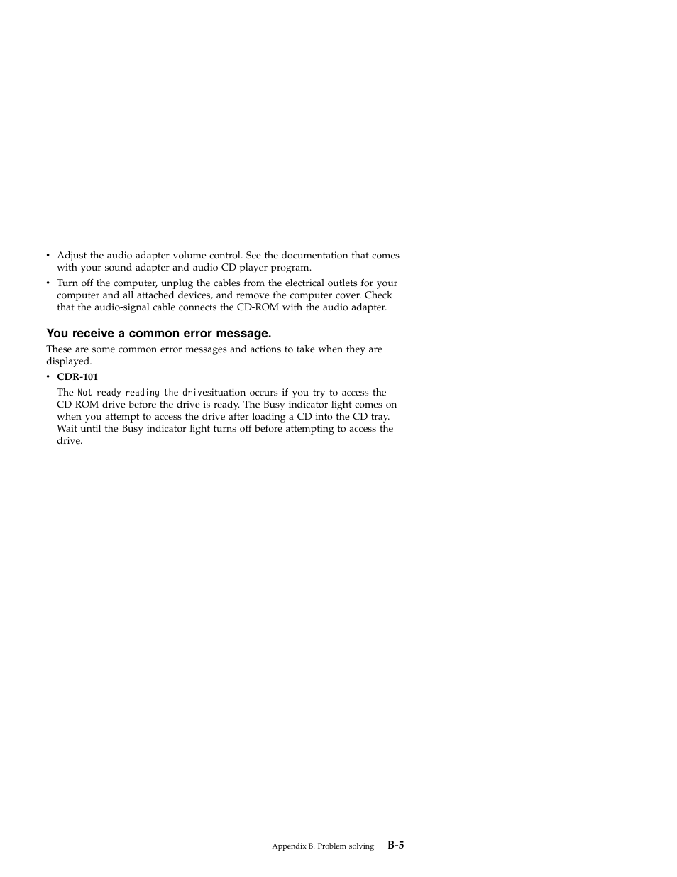 You receive a common error message | IBM 71P7279 User Manual | Page 105 / 128