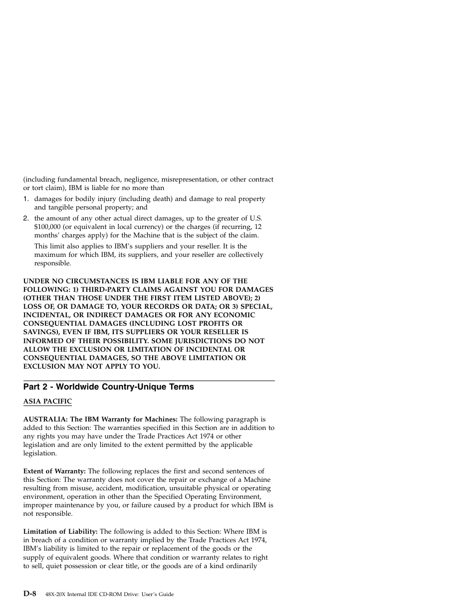 Part 2 - worldwide country-unique terms, Part 2 - worldwide | IBM 71P7279 User Manual | Page 116 / 128