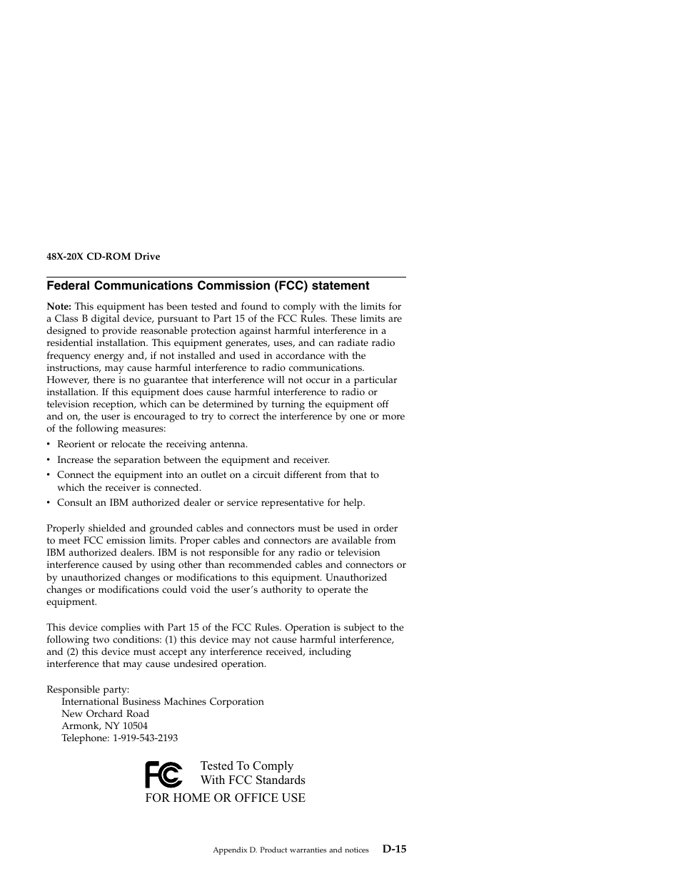 Federal communications commission (fcc) statement | IBM 71P7279 User Manual | Page 123 / 128